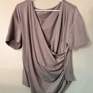 Chic Draped Brown Women's Blouse